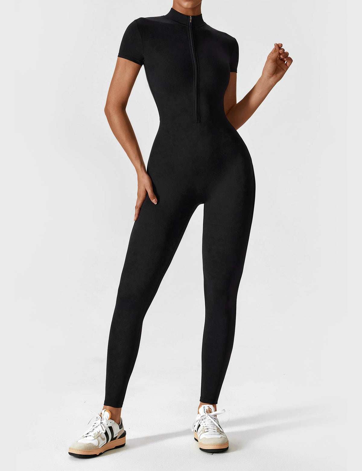 Lina Dames Naadloze Bodysuit met Rits voor Sport en Vrije Tijd