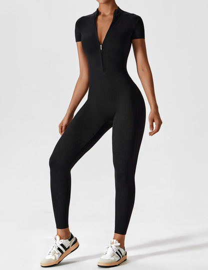 Lina Dames Naadloze Bodysuit met Rits voor Sport en Vrije Tijd