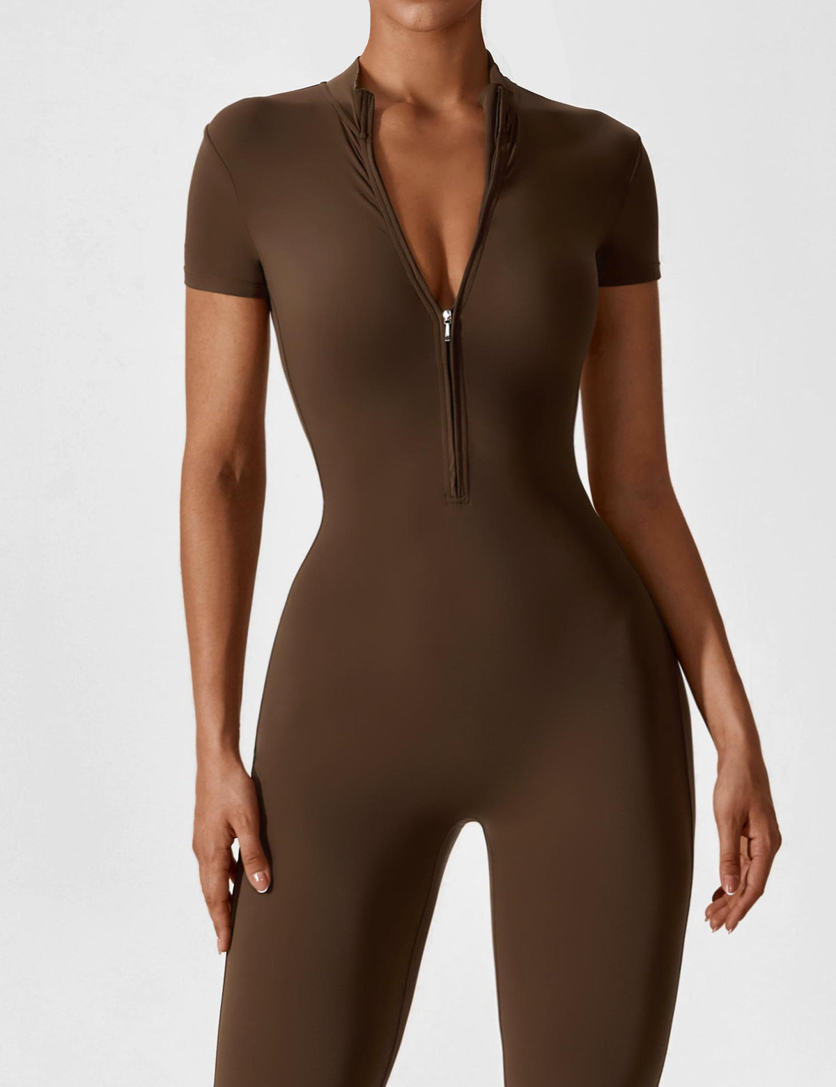 Lina Dames Naadloze Bodysuit met Rits voor Sport en Vrije Tijd
