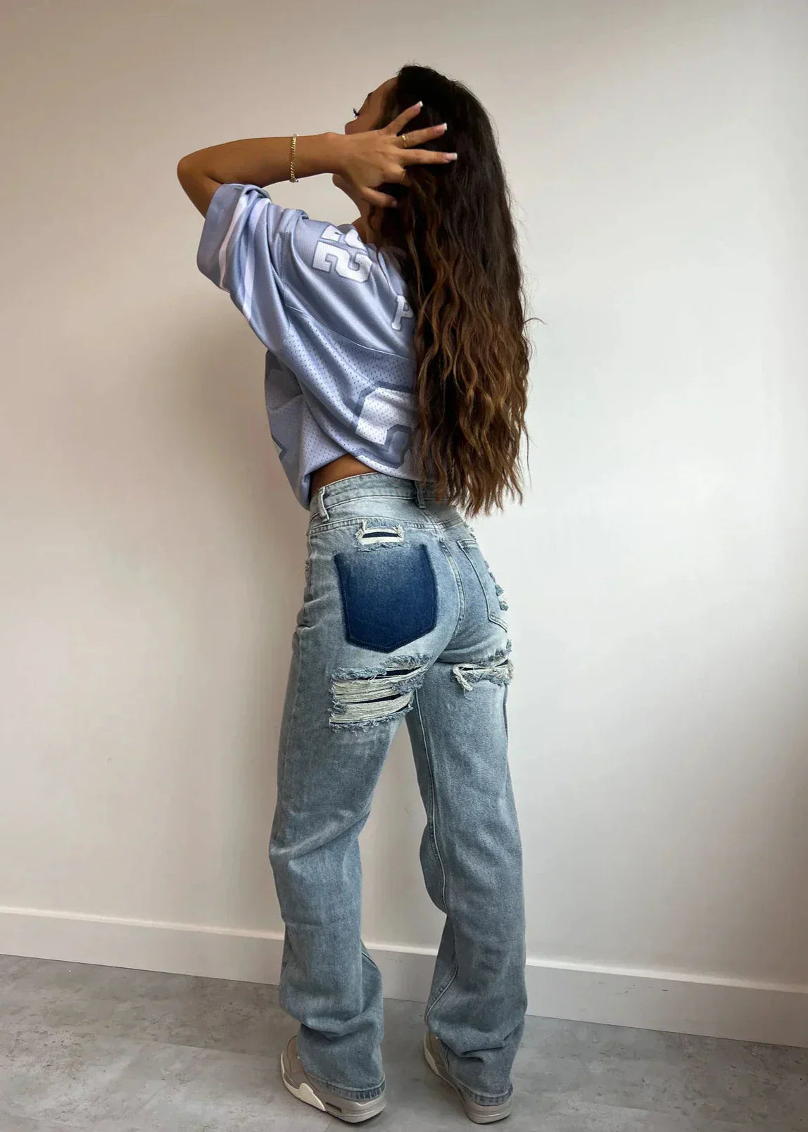 RetroRafel Vintage Dames Jeans Losse Pasvorm Lichtblauw Denim