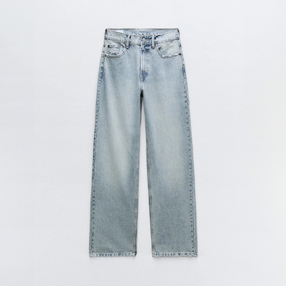 RetroRafel Vintage Dames Jeans Losse Pasvorm Lichtblauw Denim