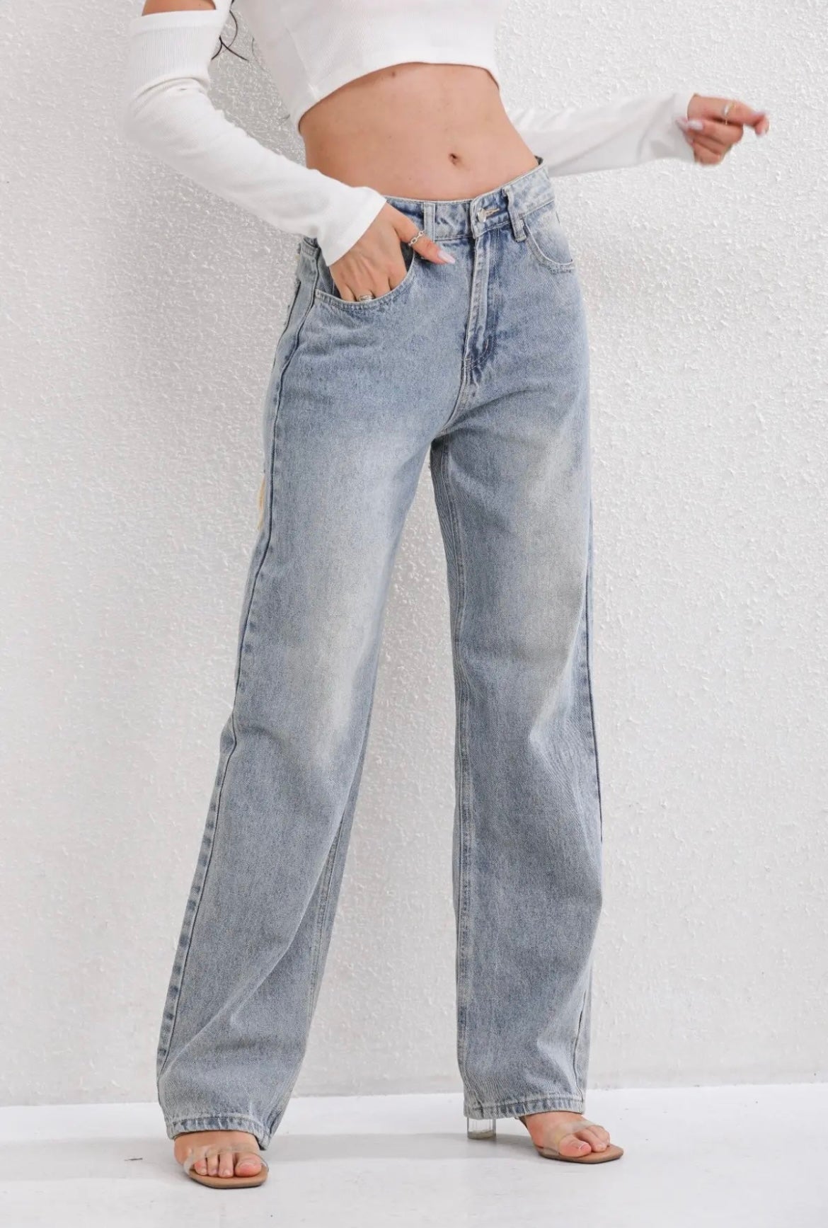 RetroRafel Vintage Dames Jeans Losse Pasvorm Lichtblauw Denim