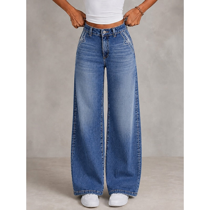 Vida Dames Jeans – Hoge Taille met Relaxed Wide-Leg Pasvorm
